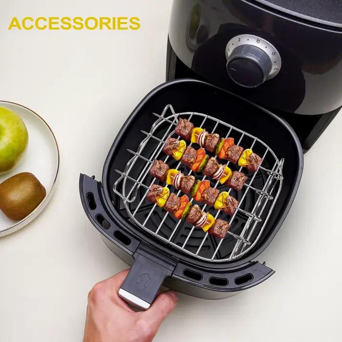 Support polyvalent rouge double couche pour friteuse à air avec brochettes pour grills et shish kabobs occassions spéciales