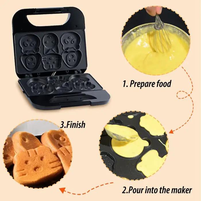 Mini gaufrier animal forme antiadhésive crêpes gaufres enfant adulte cadeau festif petit déjeuner original