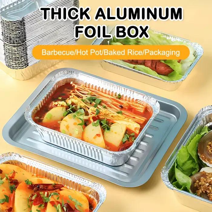 10/20/30/50 pièces feuille d'aluminium gril poêles d'égouttement avec couvercles pour grilles de barbecue rôtissage