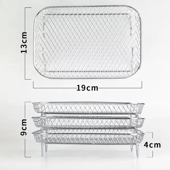 Four ABKJ-13-Piece de friteuse d'air a placé avec le T1 empilable de grillage de 3 niveaux pour la cuisine à la maison 19X13cm