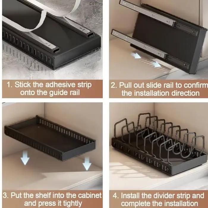Organisateur de tiroir coulissant pour armoire de cuisine