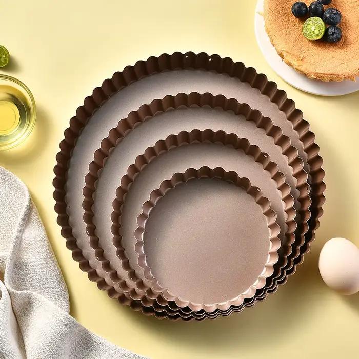 Moule à tarte cannelé acier au carbone fond amovible antiadhésif outils à gâteaux cuisson uniforme desserts professionnels occasions spéciales