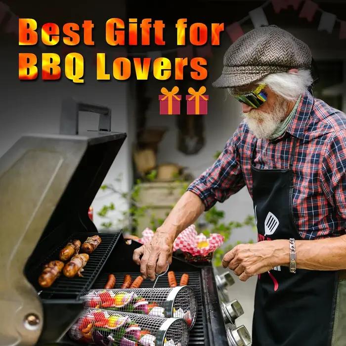Panier de gril, paniers de grillades roulants lavables au lave-vaisselle pour griller en plein air