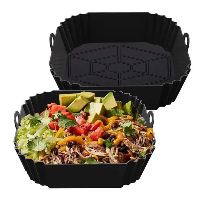Doublures carrées réutilisables en silicone pour friteuse à air