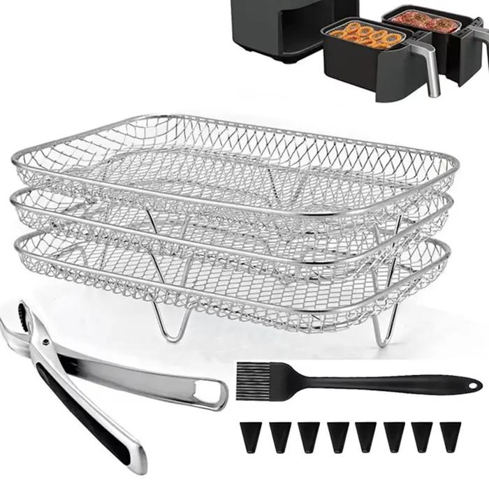 Four ABKJ-13-Piece de friteuse d'air a placé avec le T1 empilable de grillage de 3 niveaux pour la cuisine à la maison 19X13cm