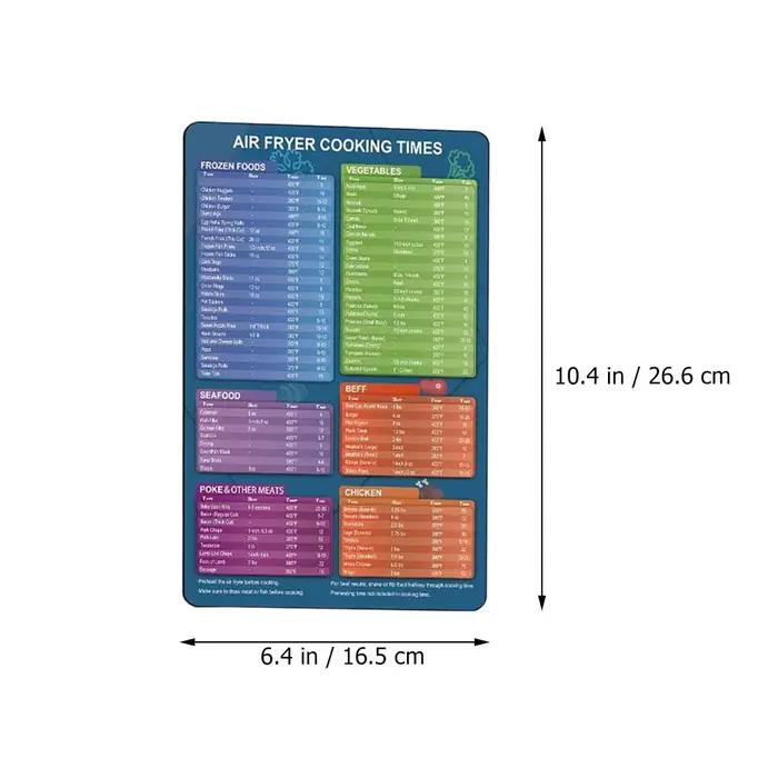 Autocollants magnétiques pour friteuse à air 3 pièces guide temps cuisson tableau réfrigérateur instructions cuisine polyvalents styles occassions spéciales