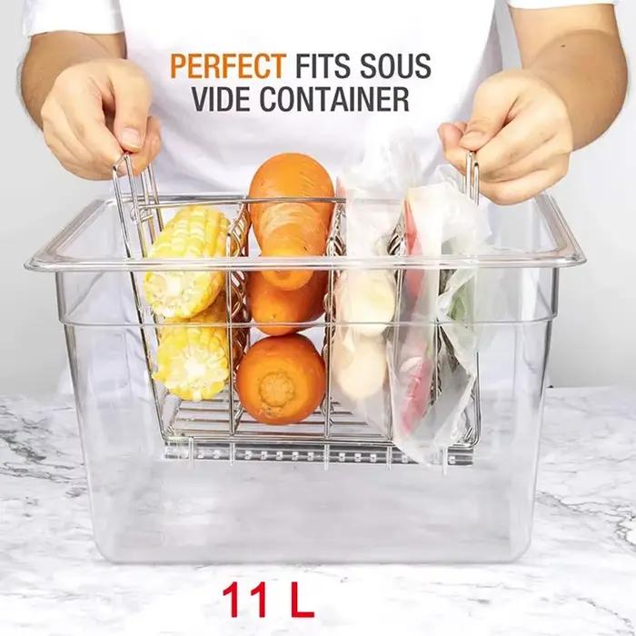 Machine sous vide 11L avec support en acier inoxydable et séparateurs détachables pour cuisson contrôlée et économie d'énergie occaions spéciales et quotidiennes