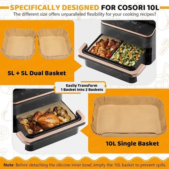Papier de cuisson Compatible avec la friteuse à air chaud Cosori Twinfry 10L