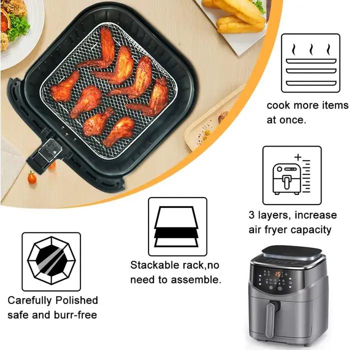 Mir carré en acier inoxydable pour friteuse à air