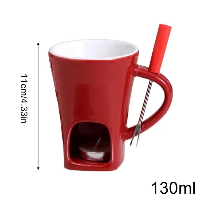 Mini ensemble de tasses à Fondue au chocolat avec fourchette et bougies