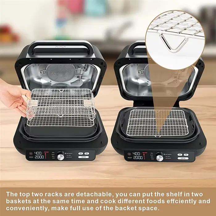 Friteuse à air T1 pour Ninja Foodi Grill XL pièce de friteuse électrique acier inoxydable conception à trois couches pour augmenter capacité de cuisson et faciliter nettoyage occasions spéciales et quotidiennes