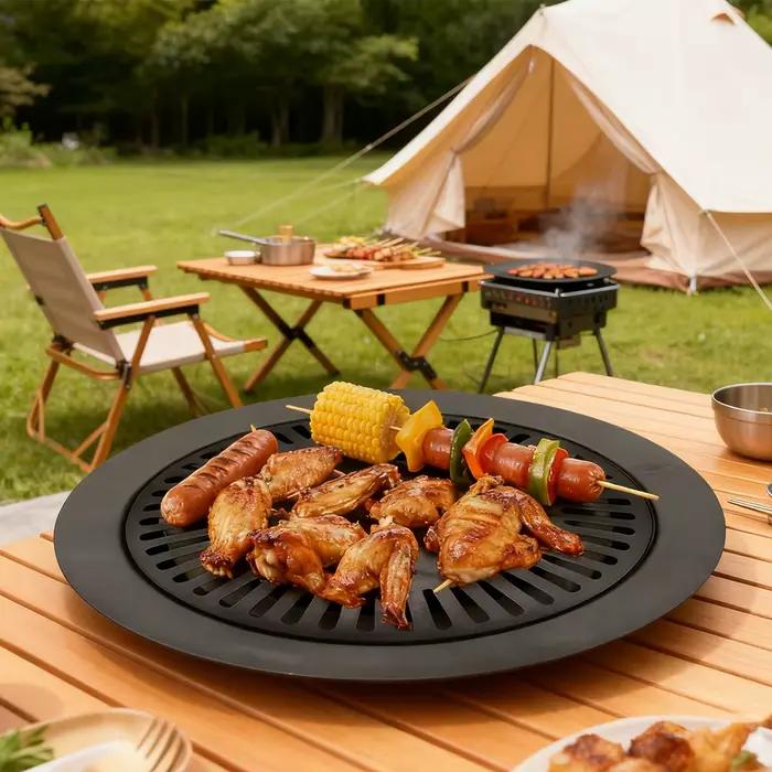 Plaque de cuisson KOSUN antiadhésive pour barbecue intérieur et extérieur, design sans fumée, facile à nettoyer, compatible avec divers types de cuissons, pour occasions spéciales et partages familiaux