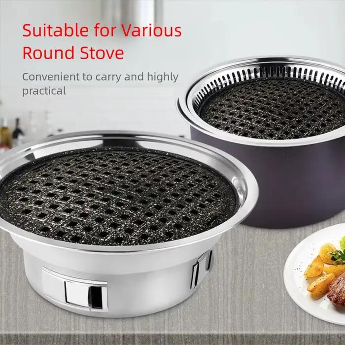 Viande coréenne Triple plaque charbon de bois Barbecue gril ruche circulaire revêtement antiadhésif Sten 295 330