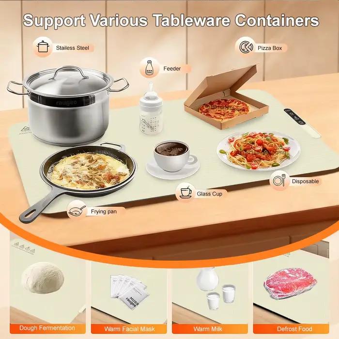 Plaque chauffante électrique kaki rapide pour réchauffer aliments table à manger silicone durable occasions spéciales