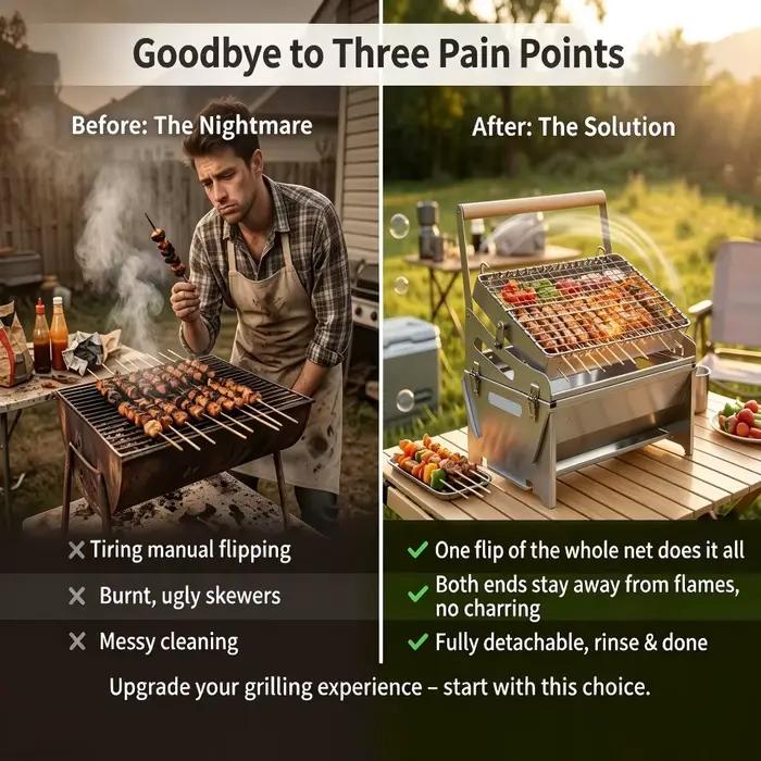 360 ° Barbecue pliable multifonctionnel pour le camping en plein air