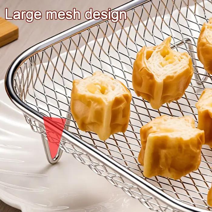 Grille de cuisson antiadhésive en acier inoxydable pour friteuse à air