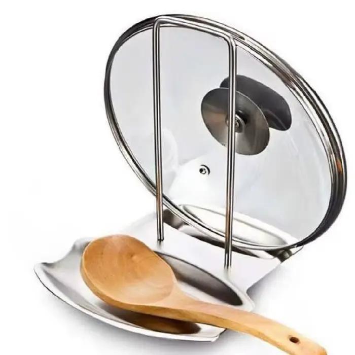 Support de rangement multifonctionnel en acier inoxydable pour couvercles de casseroles et ustensiles de cuisine organisationnelle élégante et pratique pour la maison et les occasions spéciales