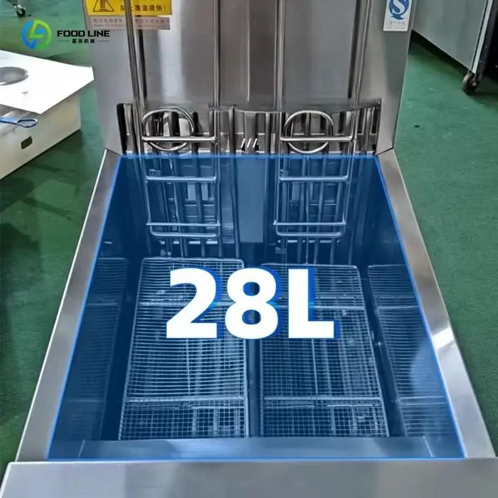 Friteuse électrique commerciale personnalisée 28L en acier inoxydable avec levage automatique et filtre à huile pour la