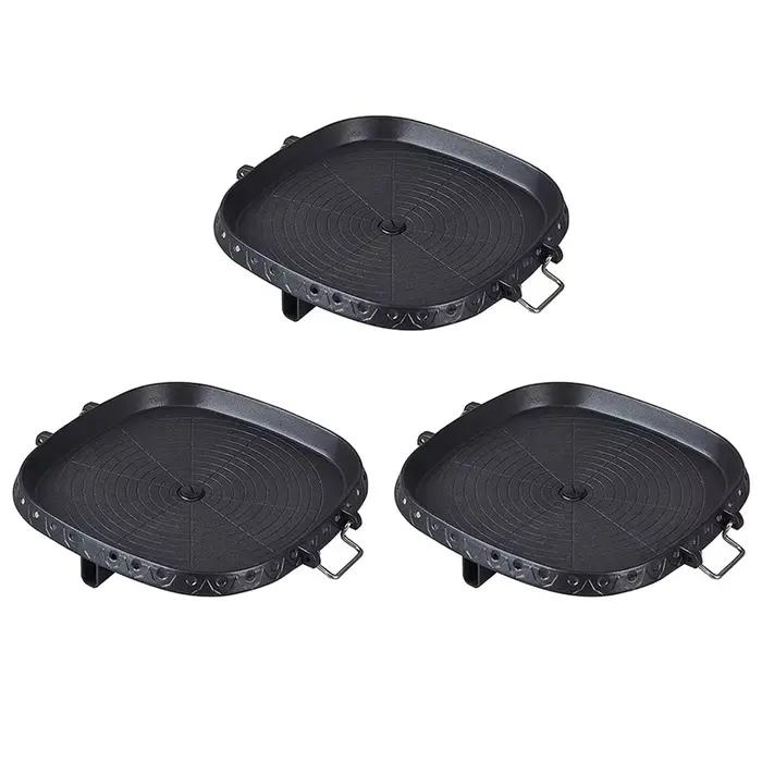 3X carré antiadhésif coréen gril poêle Barbecue Portable plaque chauffante revêtement en pierre ménage extérieur