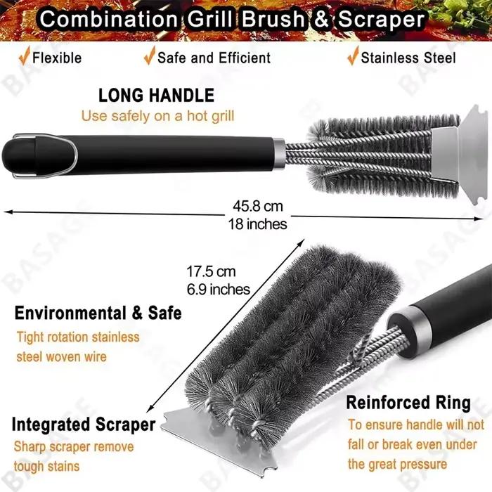 Brosse de gril sûre-brosse de barbecue sans poils-nettoyeur