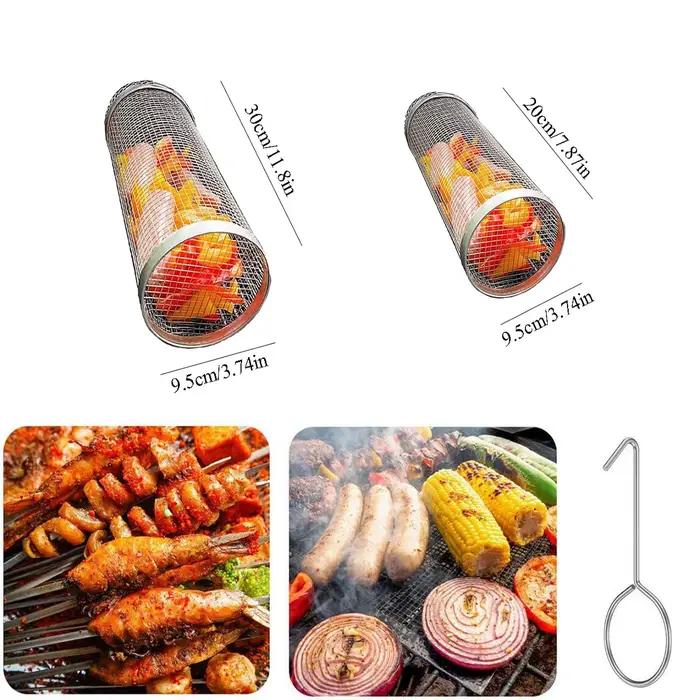 Panier de gril, paniers de grillades roulants lavables au lave-vaisselle pour griller en plein air