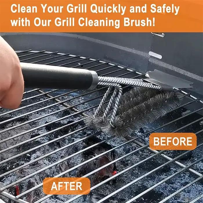 LMETJMA Brosse et grattoir de gril sûrs avec poignée de luxe