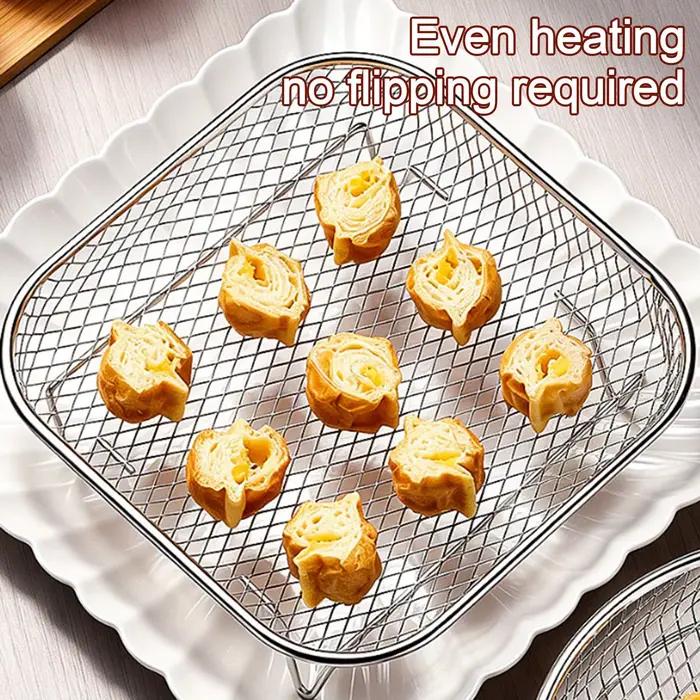 Grille de cuisson antiadhésive en acier inoxydable pour friteuse à air