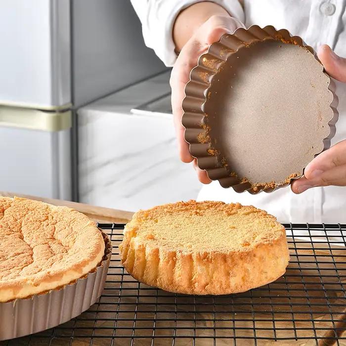 Moule à tarte cannelé acier au carbone fond amovible antiadhésif outils à gâteaux cuisson uniforme desserts professionnels occasions spéciales