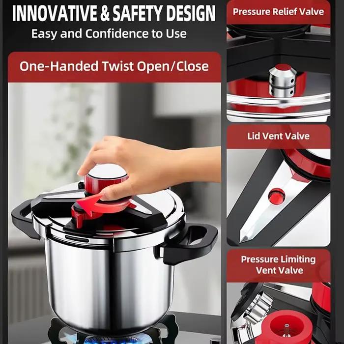 Autocuiseur en acier inoxydable 5/7L avec couvercle en verre