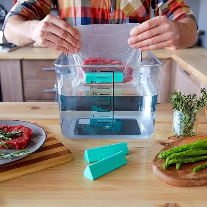 Sous Vide poids mijoteuse accessoires garder les sacs immergés en place éliminer les aliments flottants sûrs Silicone et acier inoxydable