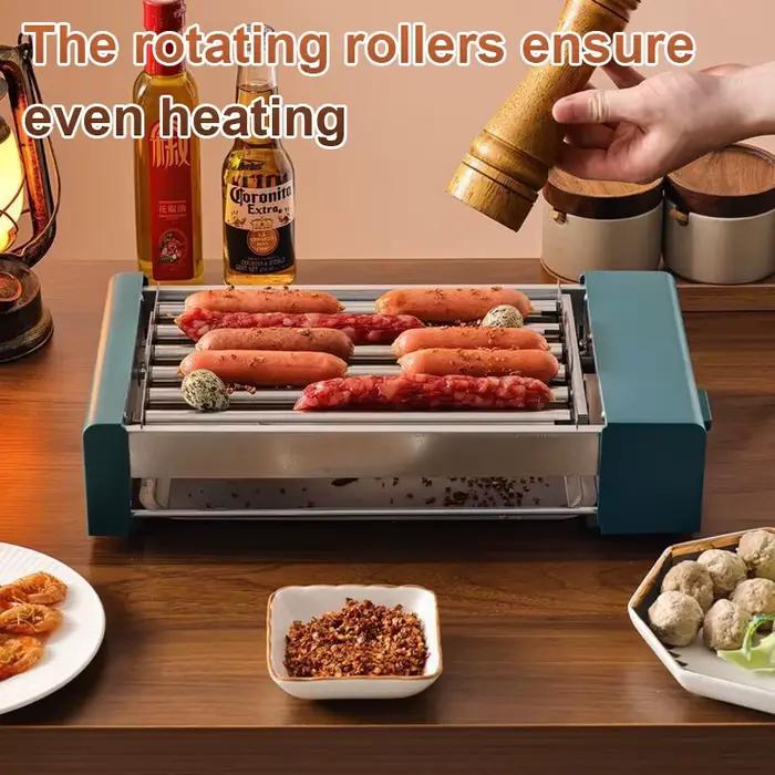 Grill électrique pour Hot Dogs 4/5/6 tiges rouleau acier inoxydable plaque Teppanyaki machine à saucisses cuisson du maïs four barbecue Kebab occasions spéciales