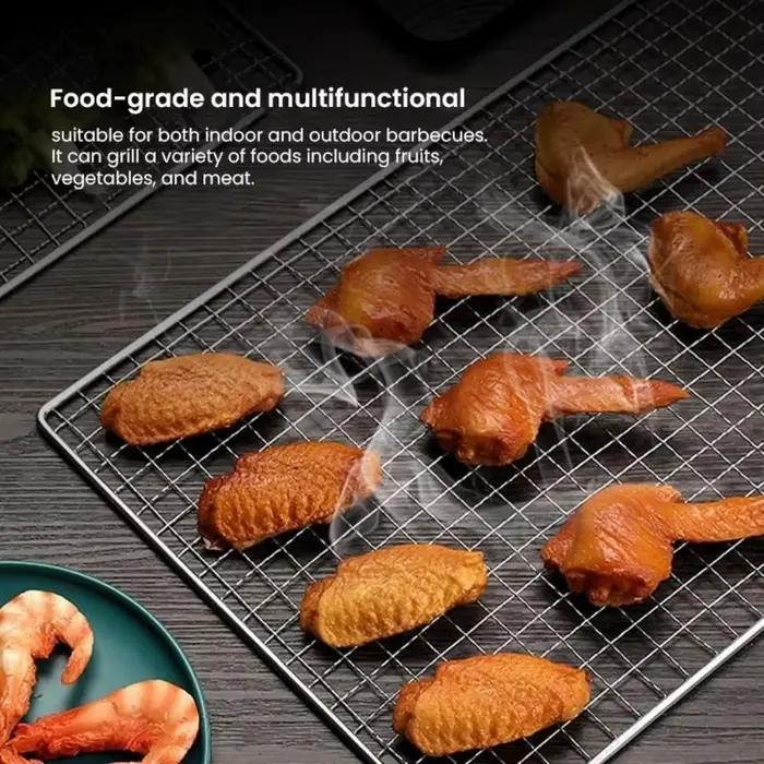 Nouveau Grille de gril en acier inoxydable grilles réutilisables antiadhésives support de rôtissage pour barbecue