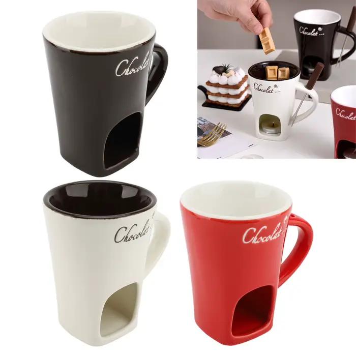 Tasse à Fondue en Porcelaine Émaillée TOPINCN pour Chocolat et Fromage Occasions Spéciales Soirées Familiales Fêtes Entre Amis