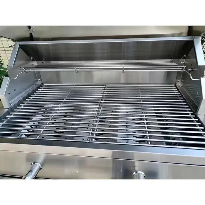 Grand gril extérieur à gaz et au charbon de bois pour les fêtes avec contre-grill
