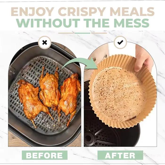 100 Pcs Papier de cuisson rond de 20 cm | Pour les friteuses à air Cosori