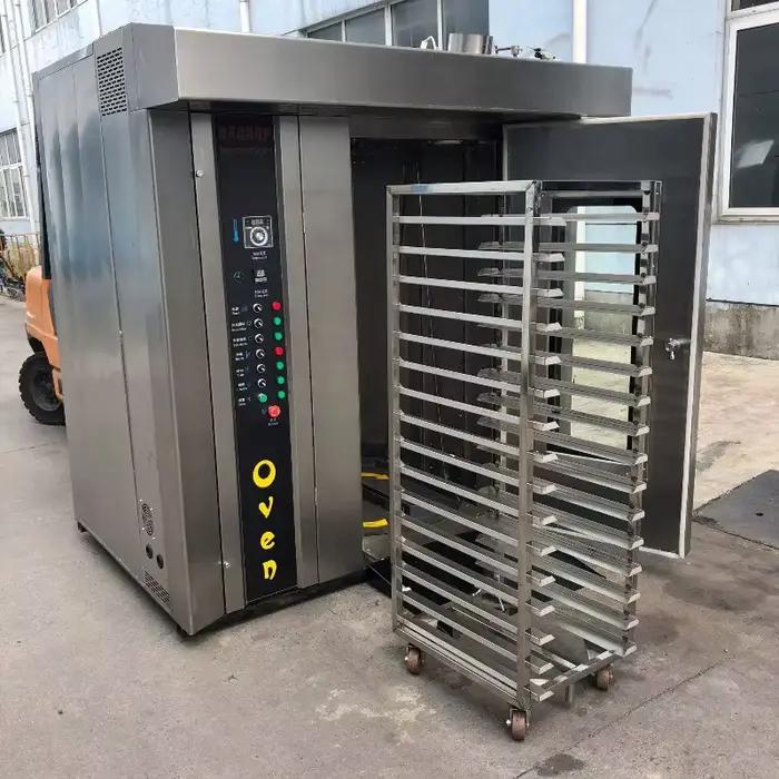 Four rotatif à air chaud industrielle haute capacité 32 plateaux pour production de burgers biscuits pain restaurants occasions spéciales