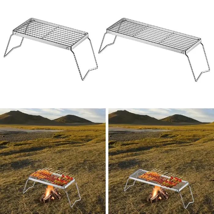 Grille de feu de camp pliante compacte légère multi-usage pliable