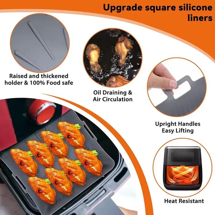 Doublures de panier en silicone pour friteuse à air 9 pouces XXL pour four compatible 6-8QT occassions saines et savoureuses