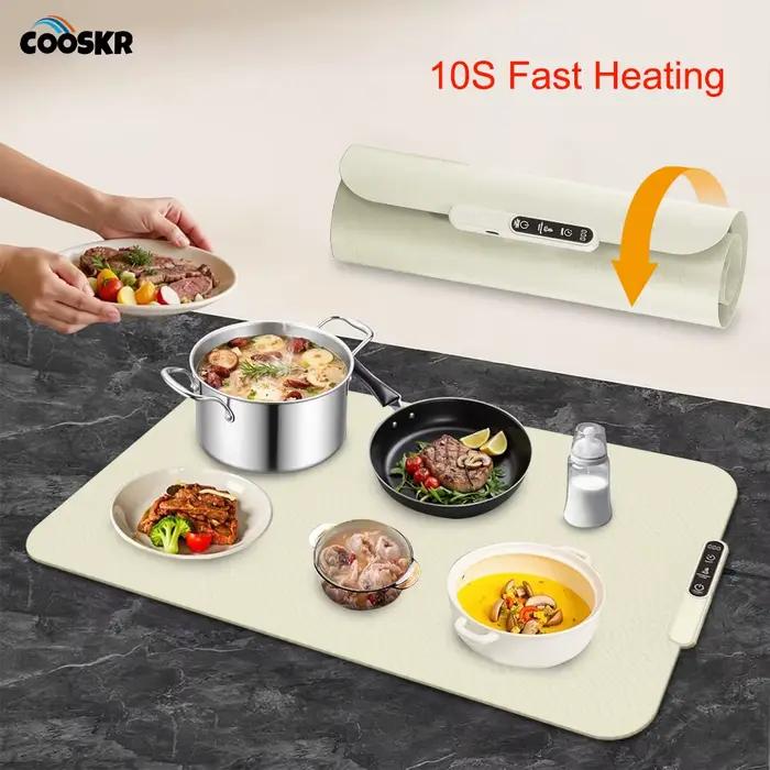 Plaque chauffante électrique kaki rapide pour réchauffer aliments table à manger silicone durable occasions spéciales