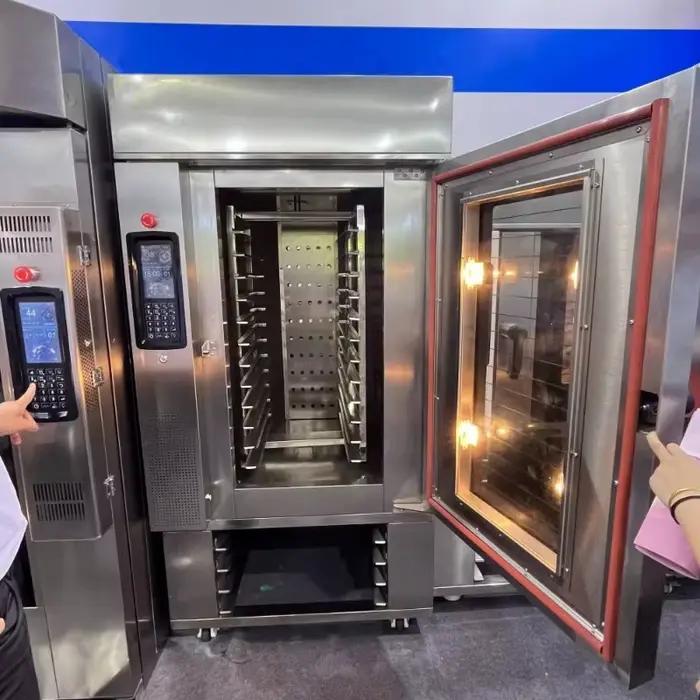 Four rotatif à air chaud industrielle haute capacité 32 plateaux pour production de burgers biscuits pain restaurants occasions spéciales