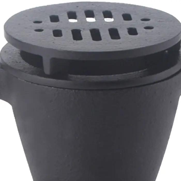 Cuisinière de gril chauffante Hibachi en fonte avec base en bois Portable polyvalente
