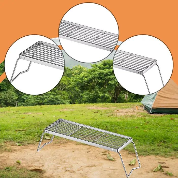 Grille de feu de camp pliante compacte légère multi-usage pliable