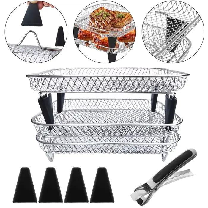 Grille de friteuse à air à 3 couches adaptée aux friteuses à air