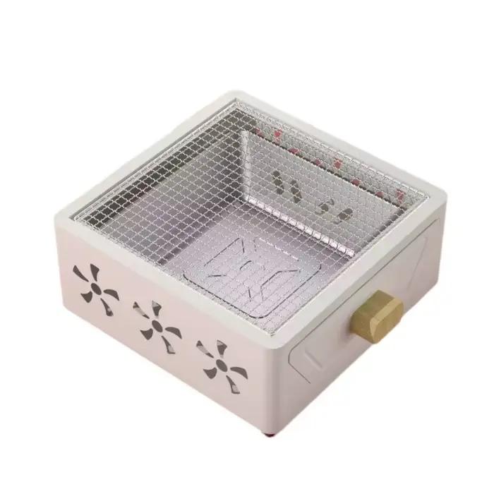 Nouveau modèle 2026 Barbecue à charbon de bois compact carré fermé, multifonctionnel avec tiroir, pour la cuisson du thé et la grillade