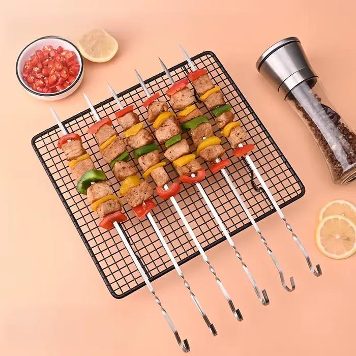 Brochettes plates en acier inoxydable pour Barbecue