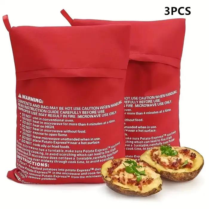 Sac de cuisson aux pommes de terre Kitchya tissu 100% fibre de polyester pour cuire des pommes de terre et patates douces au micro-onde occasions spéciales
