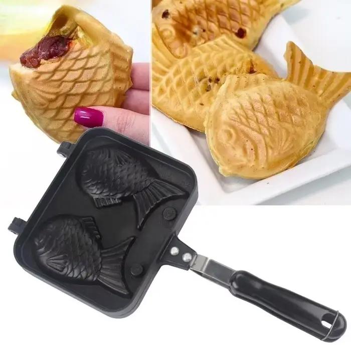 Cuisine japonaise Taiyaki Double poisson en forme de Dessert chaud gaufre gâteau fabricant casserole crêpe