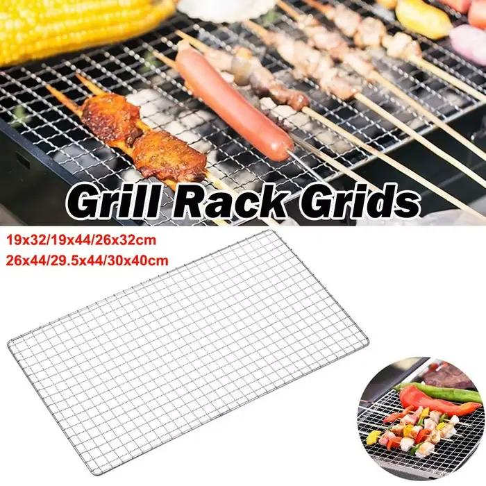 Nouveau Grille de gril en acier inoxydable grilles réutilisables antiadhésives support de rôtissage pour barbecue