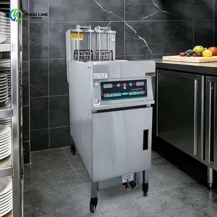 Friteuse électrique commerciale personnalisée 28L en acier inoxydable avec levage automatique et filtre à huile pour la