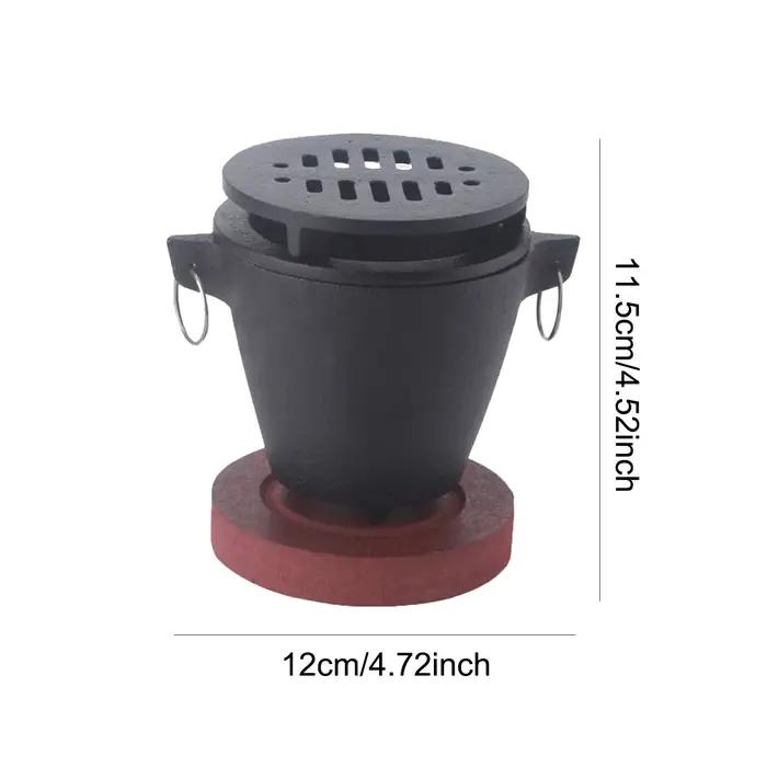 Cuisinière de gril chauffante Hibachi en fonte avec base en bois Portable polyvalente